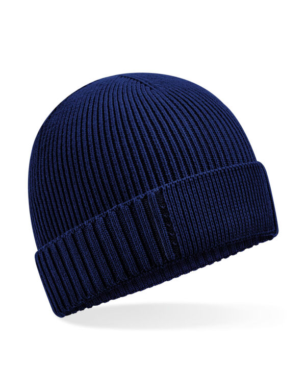 B438N Beechfield Organic Cotton Patch Beanie Oxford Navy B438N Beechfield Organic Cotton Patch Beanie Oxford Navy