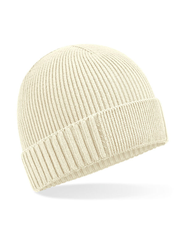 B438N Beechfield Organic Cotton Patch Beanie Sand
