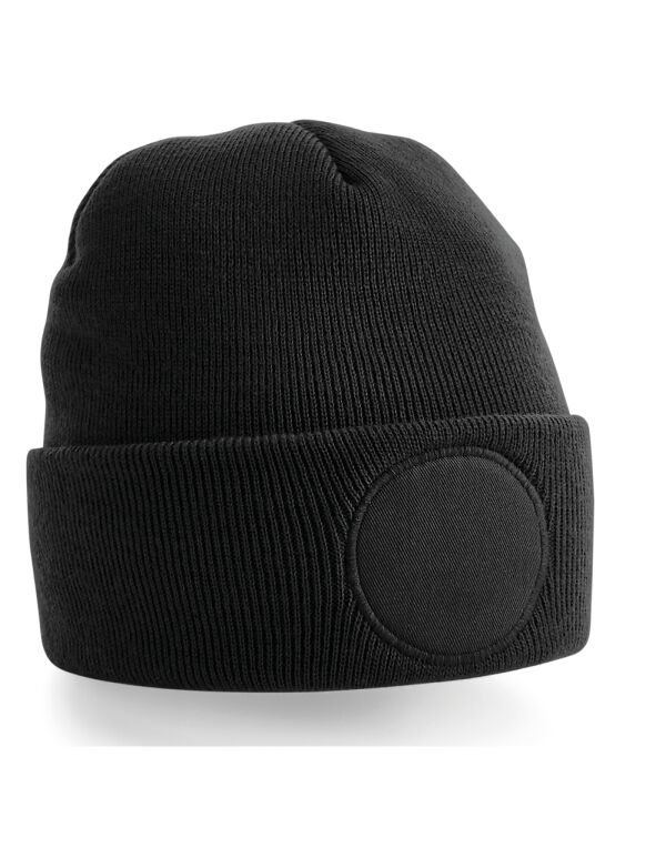 B446 Beechfield Circular Patch Beanie Black