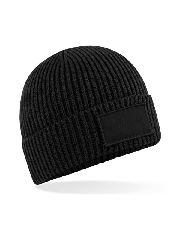 B442R Beechfield Fashion Patch Beanie Black