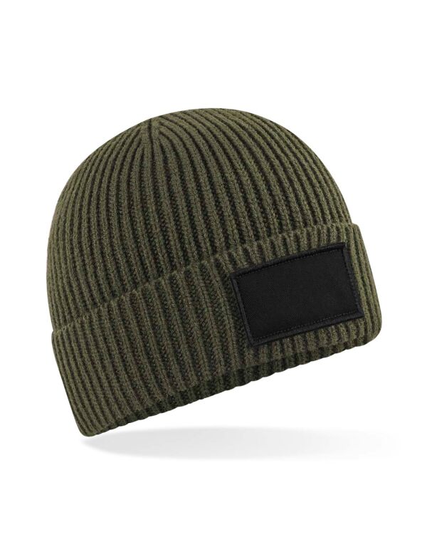 B442R Beechfield Fashion Patch Beanie Military Green/ Black B442R Beechfield Fashion Patch Beanie Military Green/ Black