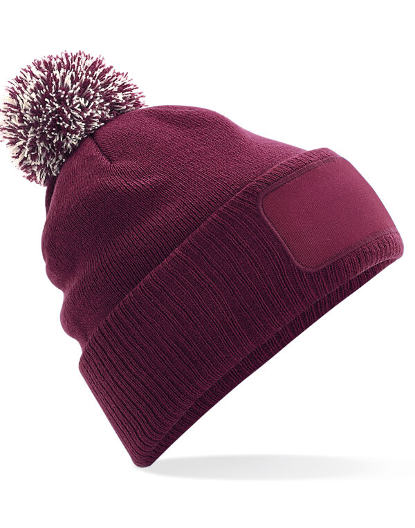 B443 Beechfield Snowstar Patch Beanie Burgundy/Off White B443 Beechfield Snowstar Patch Beanie Burgundy/Off White