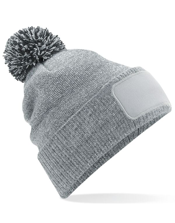 B443 Beechfield Snowstar Patch Beanie Heather Grey/black B443 Beechfield Snowstar Patch Beanie Heather Grey/black