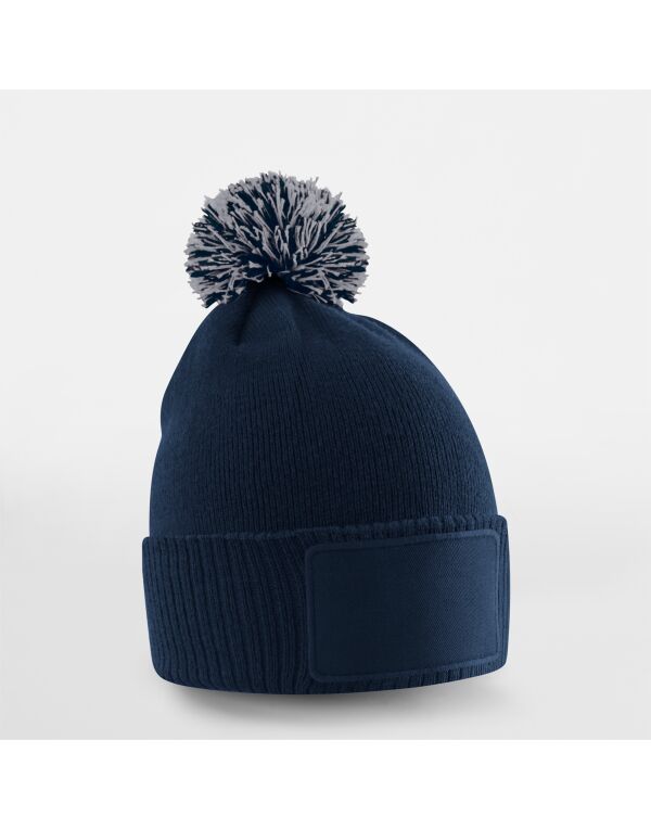 B443B Beechfield Kids Snowstar Patch Beanie French Navy/Light Grey