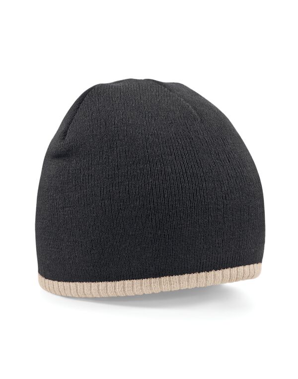 B44C Beechfield Two-Tone Pull On Beanie Black/Stone