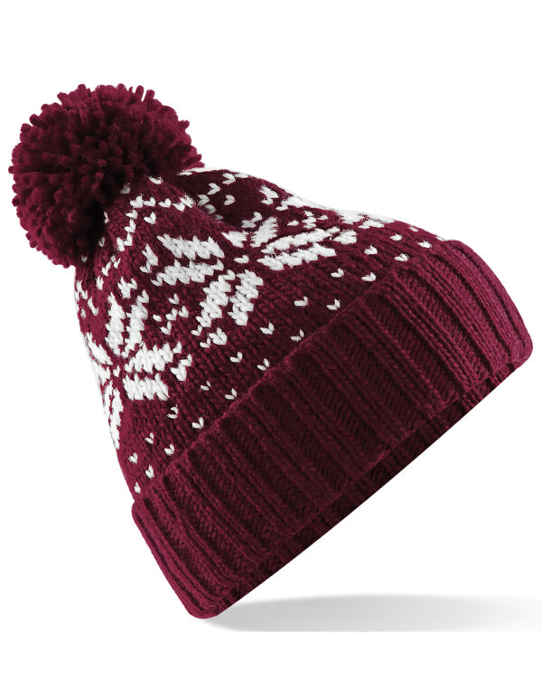 B456 Beechfield Fair Isle Snowstar Beanie Burgundy/White B456 Beechfield Fair Isle Snowstar Beanie Burgundy/White