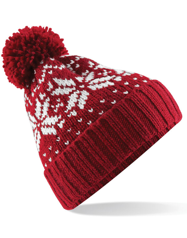B456 Beechfield Fair Isle Snowstar Beanie Classic Red/White B456 Beechfield Fair Isle Snowstar Beanie Classic Red/White