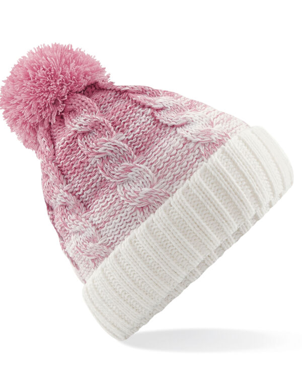 B459 Beechfield Ombré Beanie Dusky Pink/off White