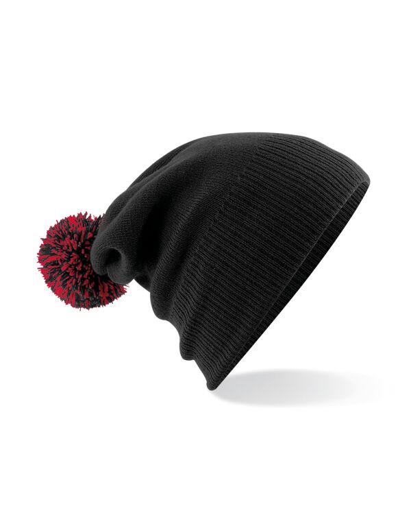 B450 Beechfield Snowstar Beanie Black/Classic Red
