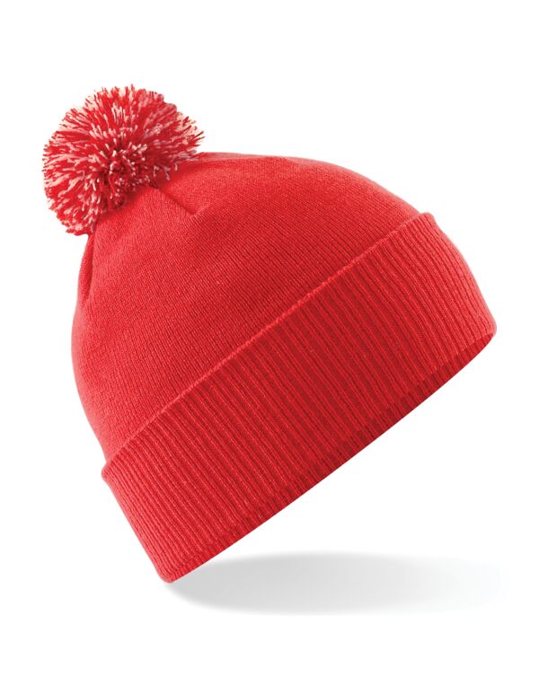 B450B Beechfield Junior Snowstar Beanie Bright Red/off White