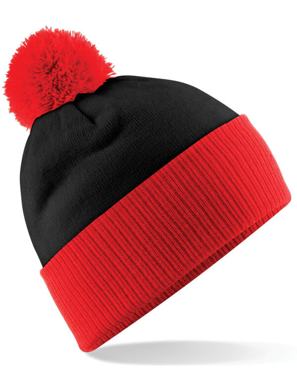 B451 Beechfield Snowstar Two-Tone Beanie Black/Bright Red B451 Beechfield Snowstar Two-Tone Beanie Black/Bright Red