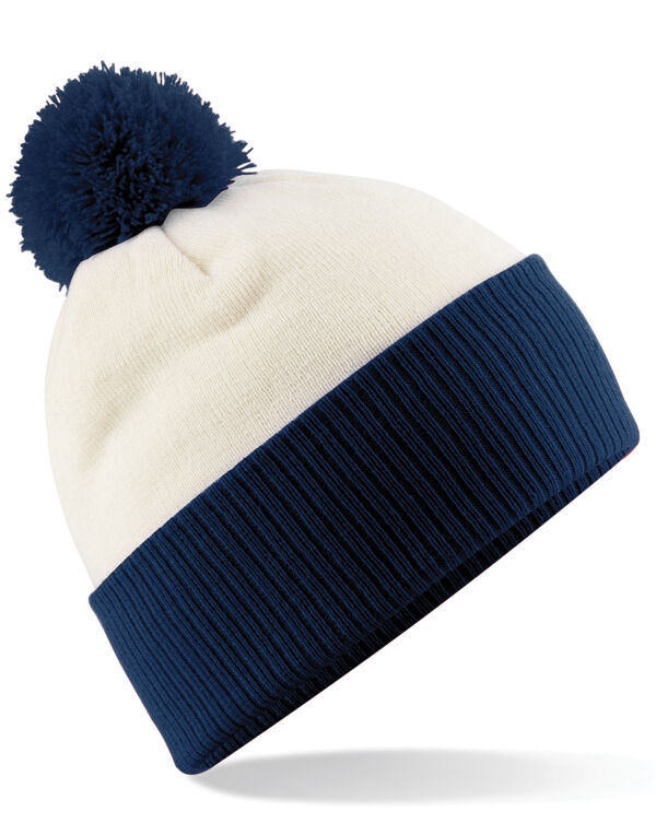B451 Beechfield Snowstar Two-Tone Beanie Off White/ French Navy B451 Beechfield Snowstar Two-Tone Beanie Off White/ French Navy