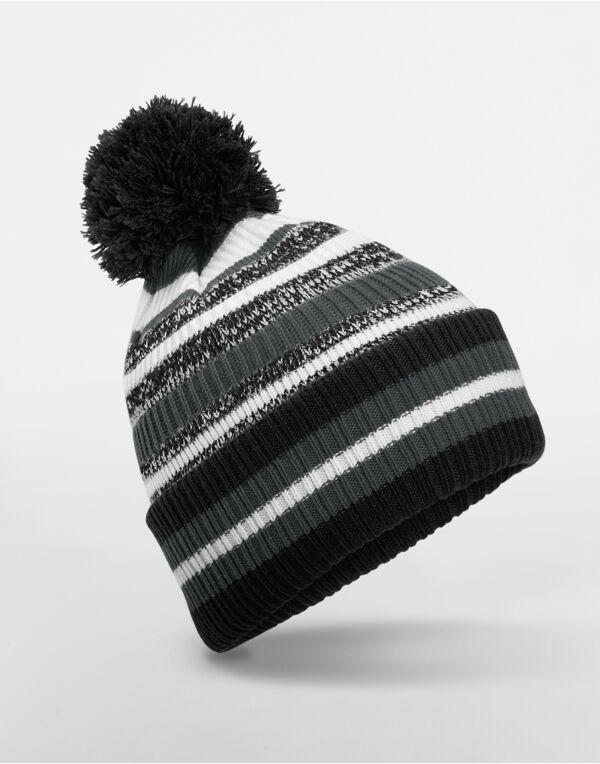 B474R Beechfield Multi-Sport Fan Beanie Black/Graphite/White