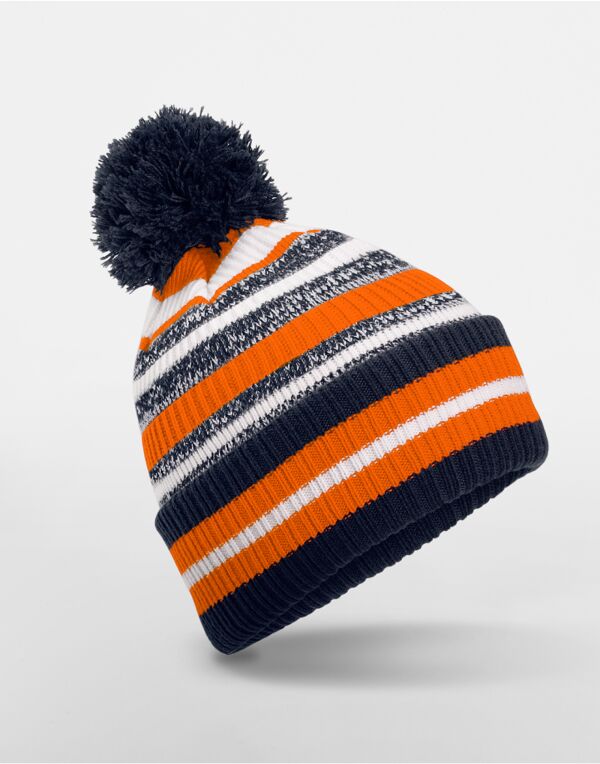 B474R Beechfield Multi-Sport Fan Beanie French Navy/Orange/White B474R Beechfield Multi-Sport Fan Beanie French Navy/Orange/White