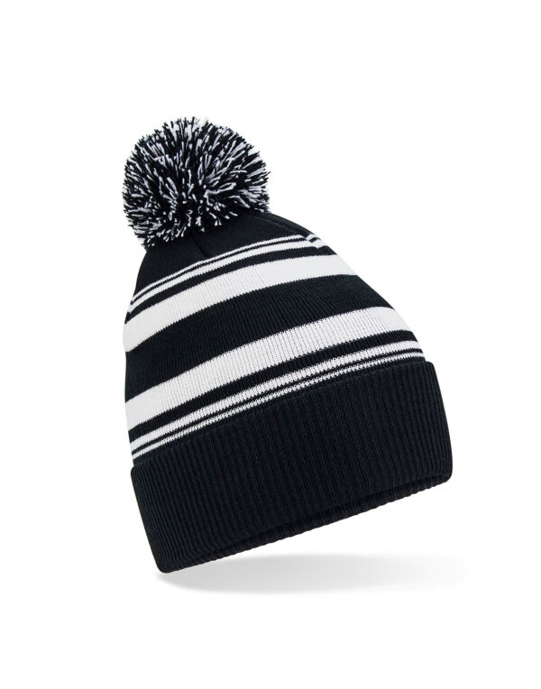 B473R Beechfield Striped Fan Beanie Black/White B473R Beechfield Striped Fan Beanie Black/White