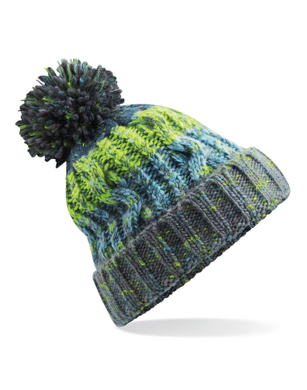 B486 Beechfield Corkscrew Pom Pom Beanie Electric Grey B486 Beechfield Corkscrew Pom Pom Beanie Electric Grey
