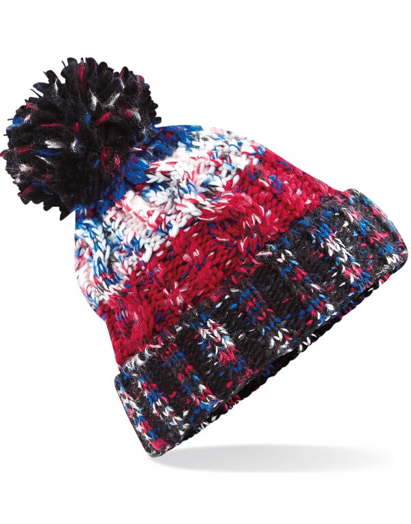 B486 Beechfield Corkscrew Pom Pom Beanie Black Jacks