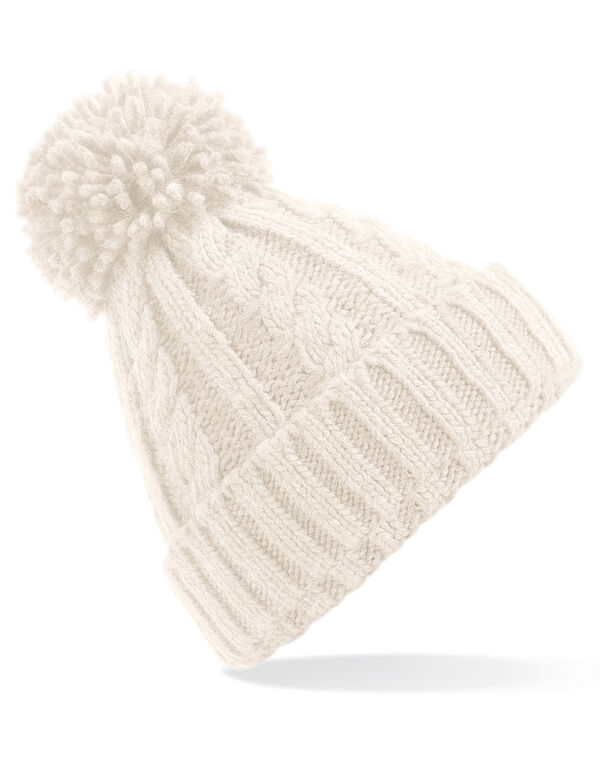 B480 Beechfield Cable Knit Melange Beanie Oatmeal