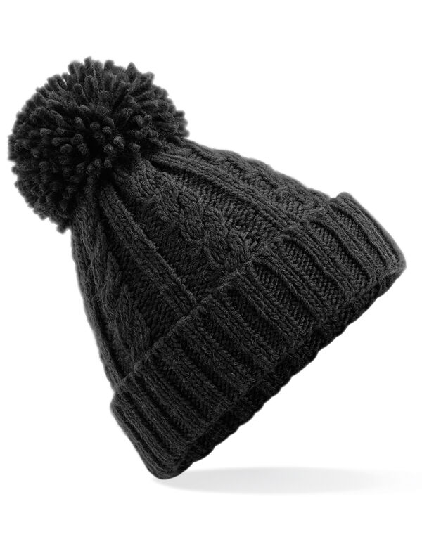 B480 Beechfield Cable Knit Melange Beanie Black B480 Beechfield Cable Knit Melange Beanie Black