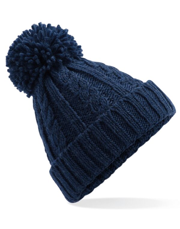 B480 Beechfield Cable Knit Melange Beanie Navy B480 Beechfield Cable Knit Melange Beanie Navy