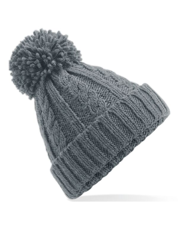 B480 Beechfield Cable Knit Melange Beanie Light Grey B480 Beechfield Cable Knit Melange Beanie Light Grey