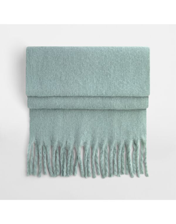 B496R Dusty Green Fluffy Scarf