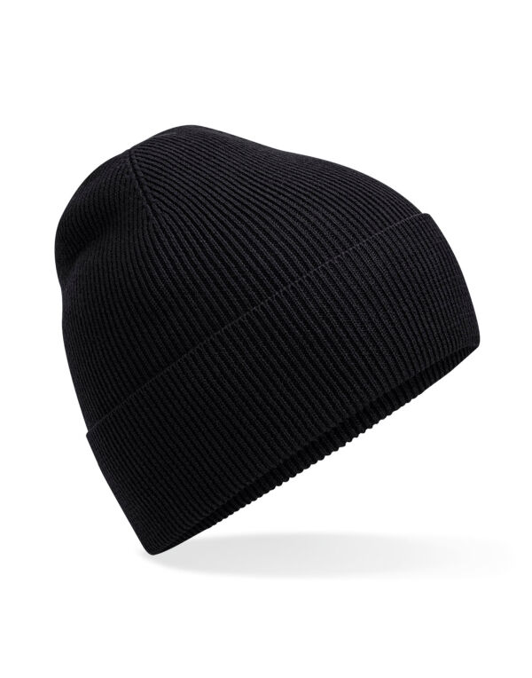 B51N Beechfield Organic Cotton Fine Knit Beanie Black