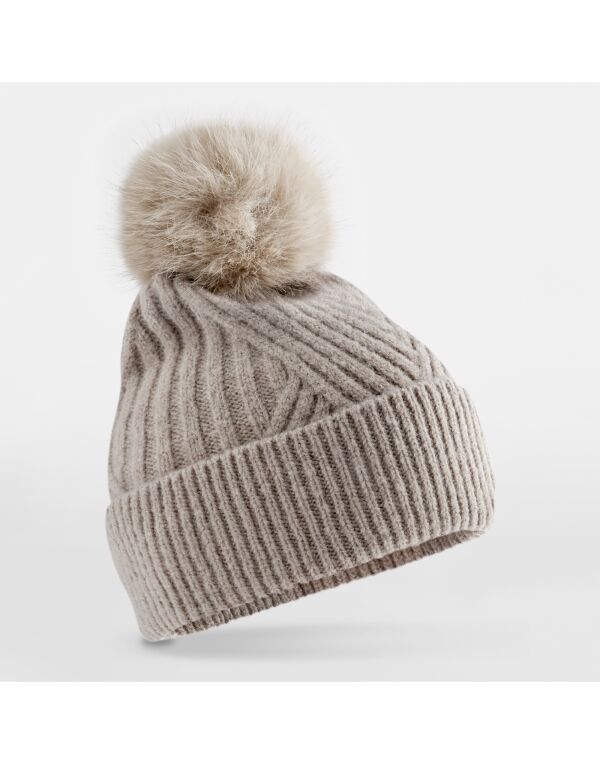B529 Beechfield Snow Luxe Beanie Natural Stone