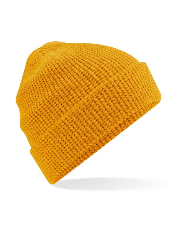 B52N Beechfield Organic Cotton Waffle Beanie Mustard