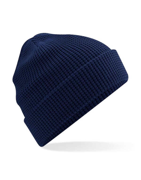B52N Beechfield Organic Cotton Waffle Beanie Oxford Navy