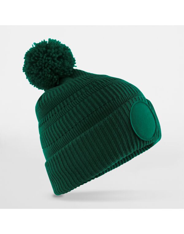 B530R Bottle Green Fan Patch Beanie _x000D_