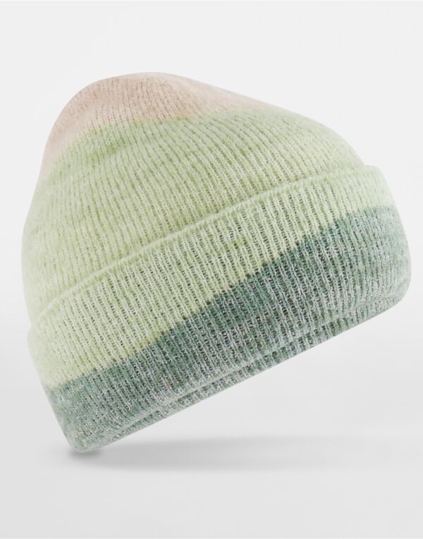 B532 Beechfield Soft Wave Beanie Almond/Pistachio/Dusty Green