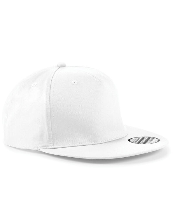 B610 Beechfield 5 panel Snapback Rapper Cap White B610 Beechfield 5 panel Snapback Rapper Cap White