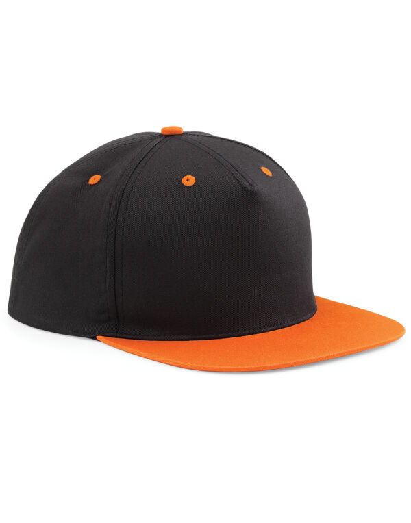 B610C Beechfield 5 Panel Contrast Snapback Black/Orange B610C Beechfield 5 Panel Contrast Snapback Black/Orange