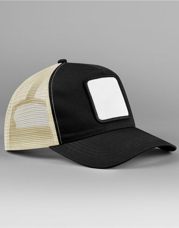 B636 Beechfield Appliqué Patch 5 Panel Trucker Black/Stone B636 Beechfield Appliqué Patch 5 Panel Trucker Black/Stone