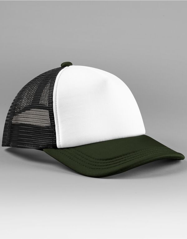 B639 Beechfield Retro 5 Panel Trucker Black/Dark Olive