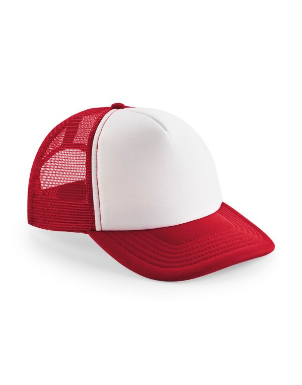 B645B Beechfield Junior Vintage Snapback Trucker Classic Red/White