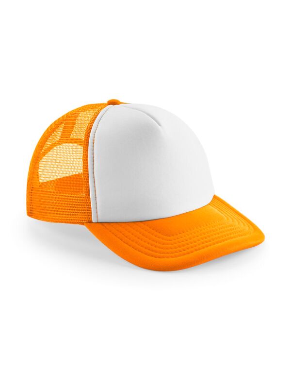 B645B Beechfield Junior Vintage Snapback Trucker Orange/White