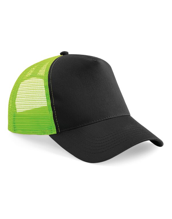 B640 Beechfield Snapback Trucker Black/Lime Green B640 Beechfield Snapback Trucker Black/Lime Green