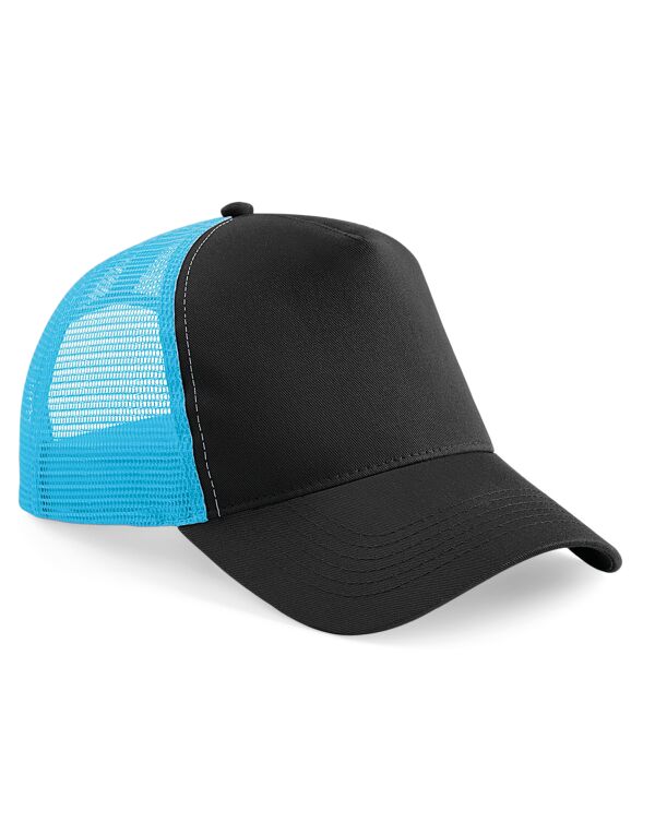 B640 Beechfield Snapback Trucker Black/ Surf Blue B640 Beechfield Snapback Trucker Black/ Surf Blue