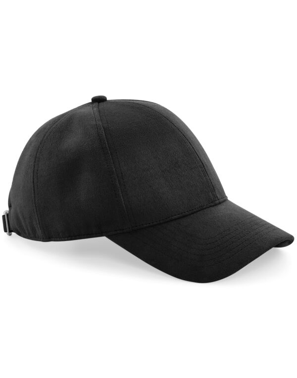B656 Beechfield Faux Suede 6 Panel Cap Black