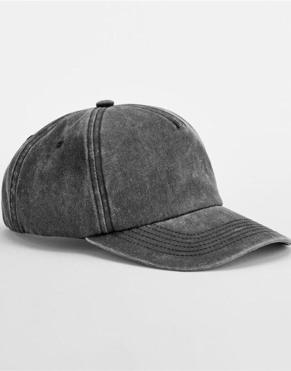 B657 Beechfield 5 Panel Vintage Cap Vintage Black