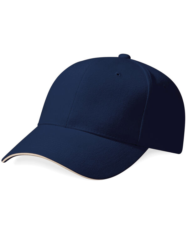 B65 Beechfield Pro-Style Heavy Brushed Cotton Cap French Navy/Stone
