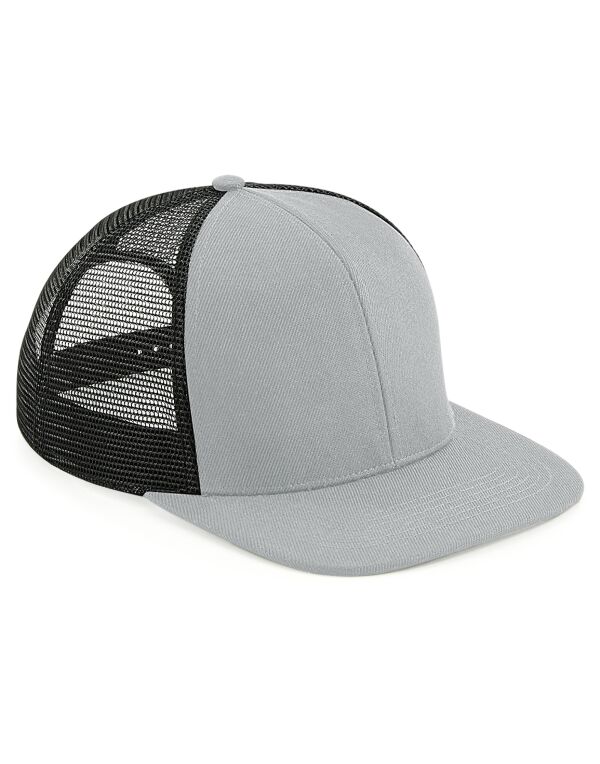 B664 Beechfield Original Flat Peak 6 Panel Trucker Graphite Grey/Black