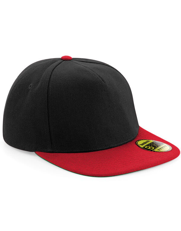 B660 Beechfield Original Flat Peak Snapback Black/Classic Red B660 Beechfield Original Flat Peak Snapback Black/Classic Red