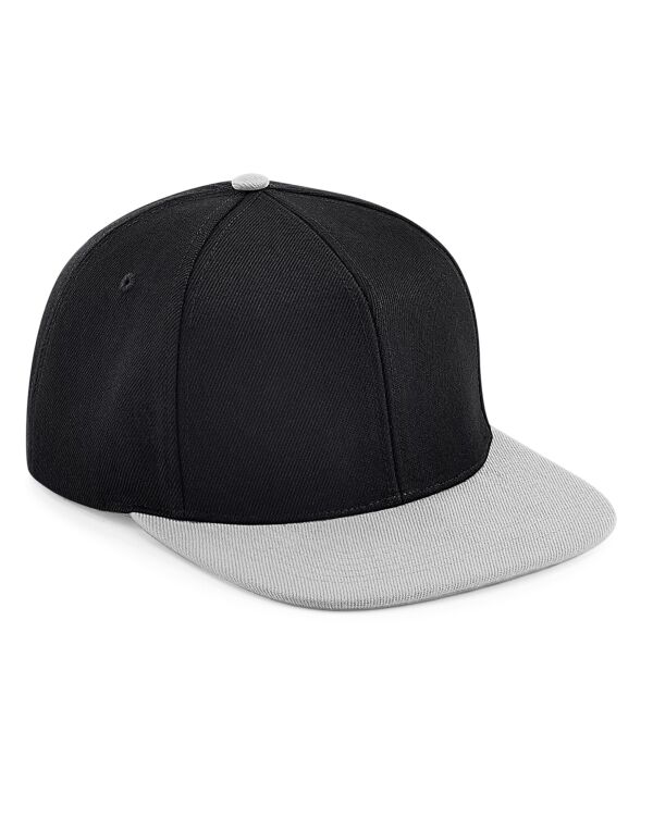 B661 Beechfield Original Flat Peak 6 Panel Snapback Black/ Grey
