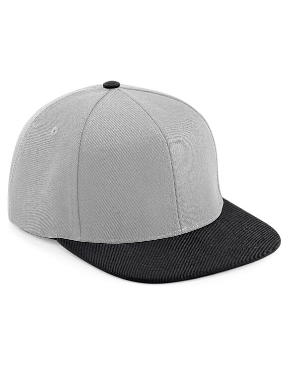 B661 Beechfield Original Flat Peak 6 Panel Snapback Grey/Black
