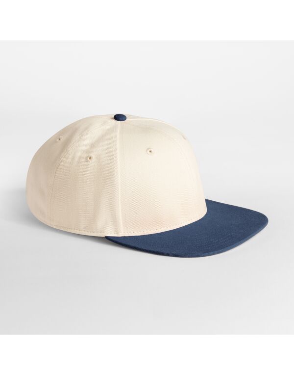 B662 Beechfield Contrast Flat Peak 6 Panel Cap Natural/Navy B662 Beechfield Contrast Flat Peak 6 Panel Cap Natural/Navy