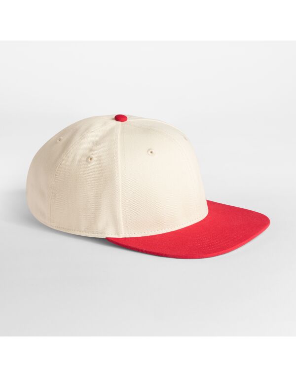 B662 Beechfield Contrast Flat Peak 6 Panel Cap Natural/Red B662 Beechfield Contrast Flat Peak 6 Panel Cap Natural/Red