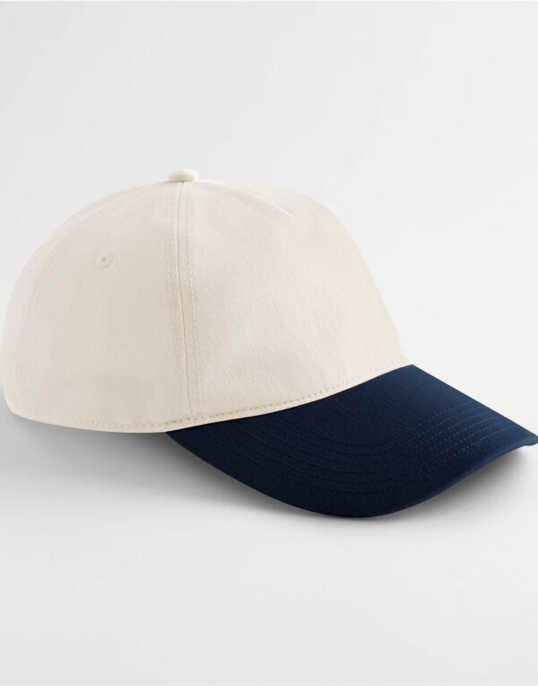 B67 Beechfield Contrast Peak Leisure Cap Natural/French Navy